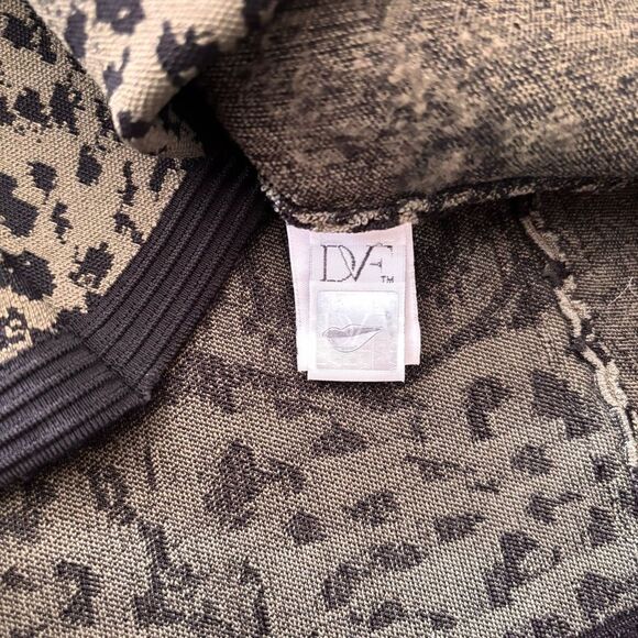 Diane Von Furstenberg Flote Reptile Print Jacquard Knit Olive Mini Flare Skirt S - Picture 6 of 6